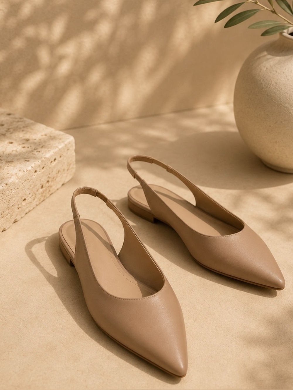 H&M Size 6 (37) Beige Pointed Slingback Flats